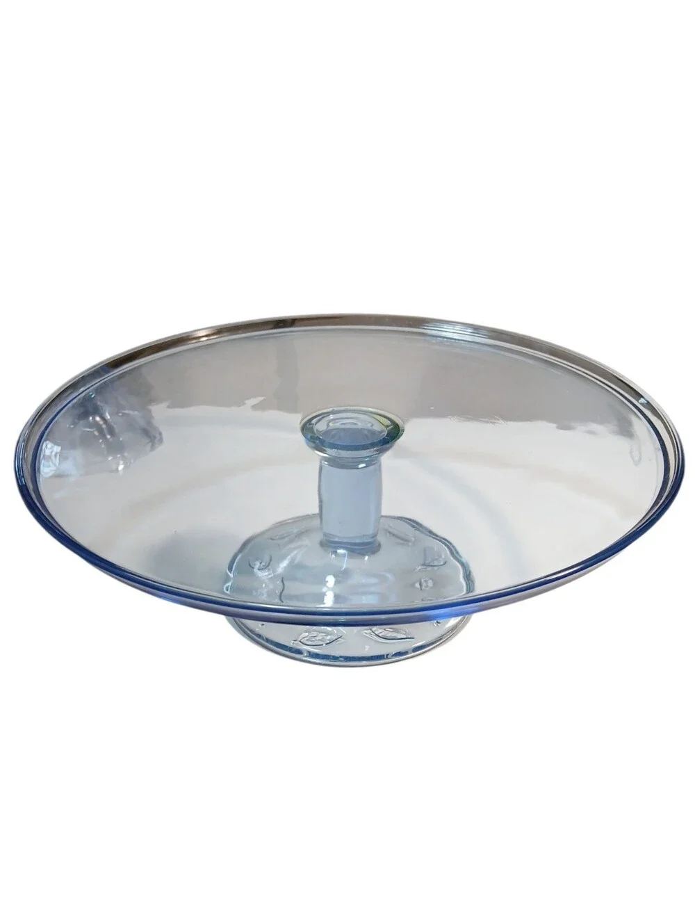 Blue Cake Plate & Candle Sticks Set